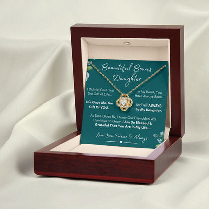 Beautiful Bonus Daughter, Always My Daughter - Beautiful Gold and Stainless Steel Family Love Necklace