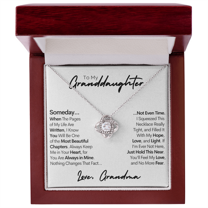 Granddaughter Gold Necklace, Hope Love and Light, Stainless Steel and Gold Knot Necklace