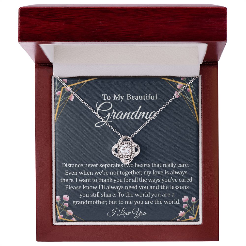 To My Beautiful Grandma - 14k Stainless Steel and Gold Necklace and Poem Card