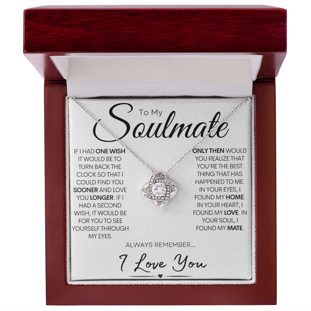 To My Soulmate - My One Wish, Gold and Stainless Steel Love Necklace