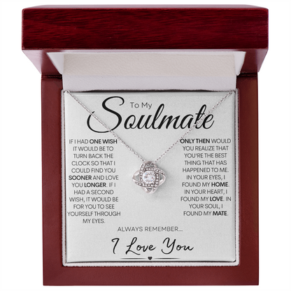 To My Soulmate - My One Wish, Gold and Stainless Steel Love Necklace