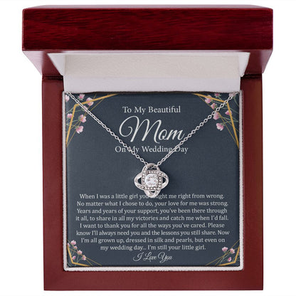 To My Beautiful Mom On My Wedding Day | 14k White Gold and Stainless Steel Knot Necklace
