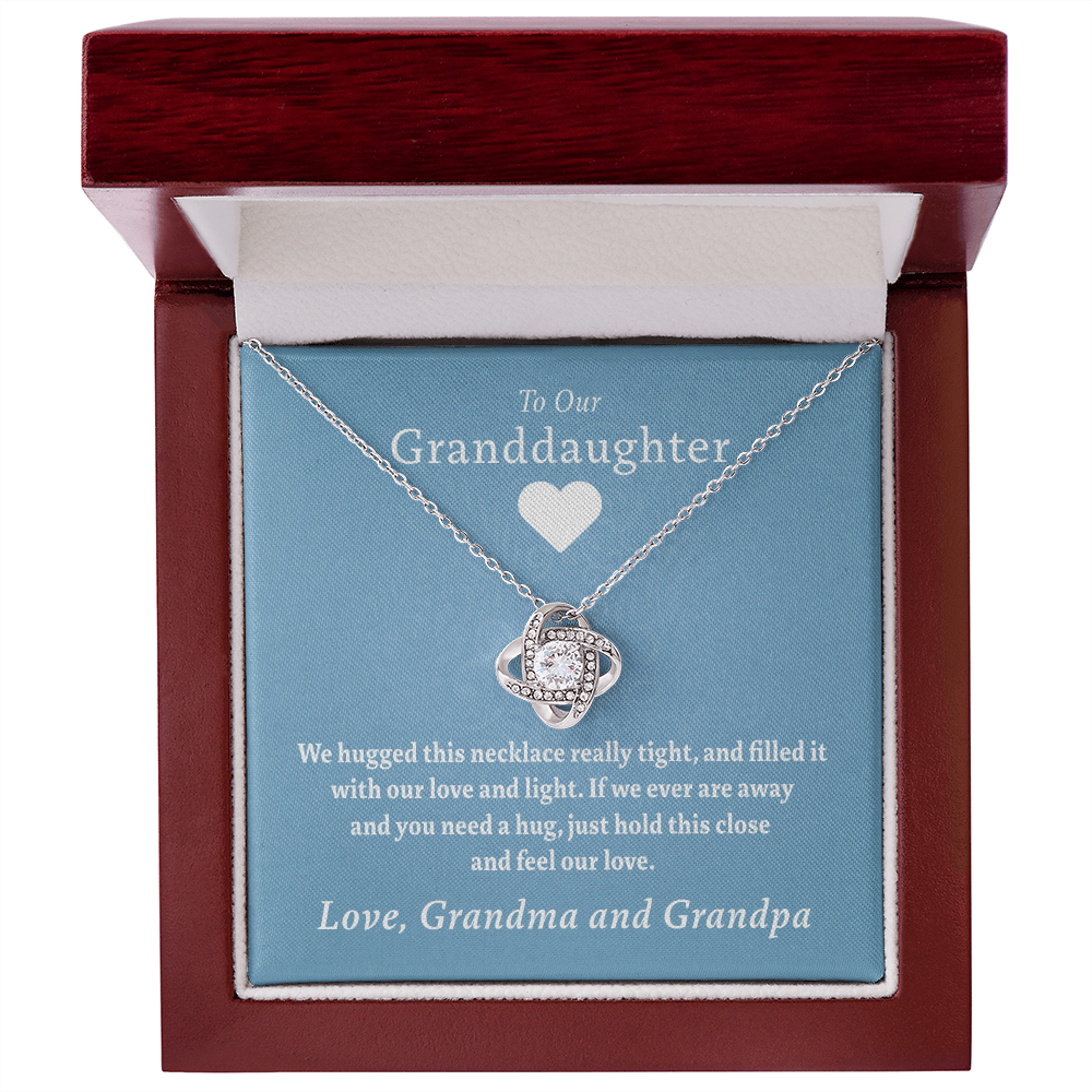 To Our Granddaughter (From Grandma & Grandpa) - Hugged This Tight  | Gold and Stainless Steel Knot Necklace