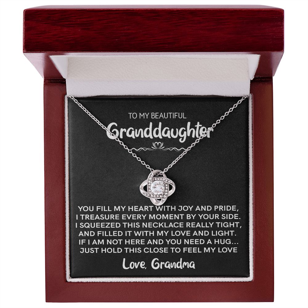 Beautiful Granddaughter (Love, Grandma) - Joy & Pride | 14k White Gold Necklace