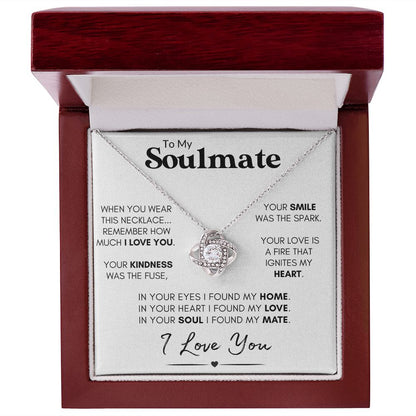 Soulmate Knot Necklace, Wife Anniversary Gift, Birthday, Valentine's Day Gift for Her - "Found My Soulmate"