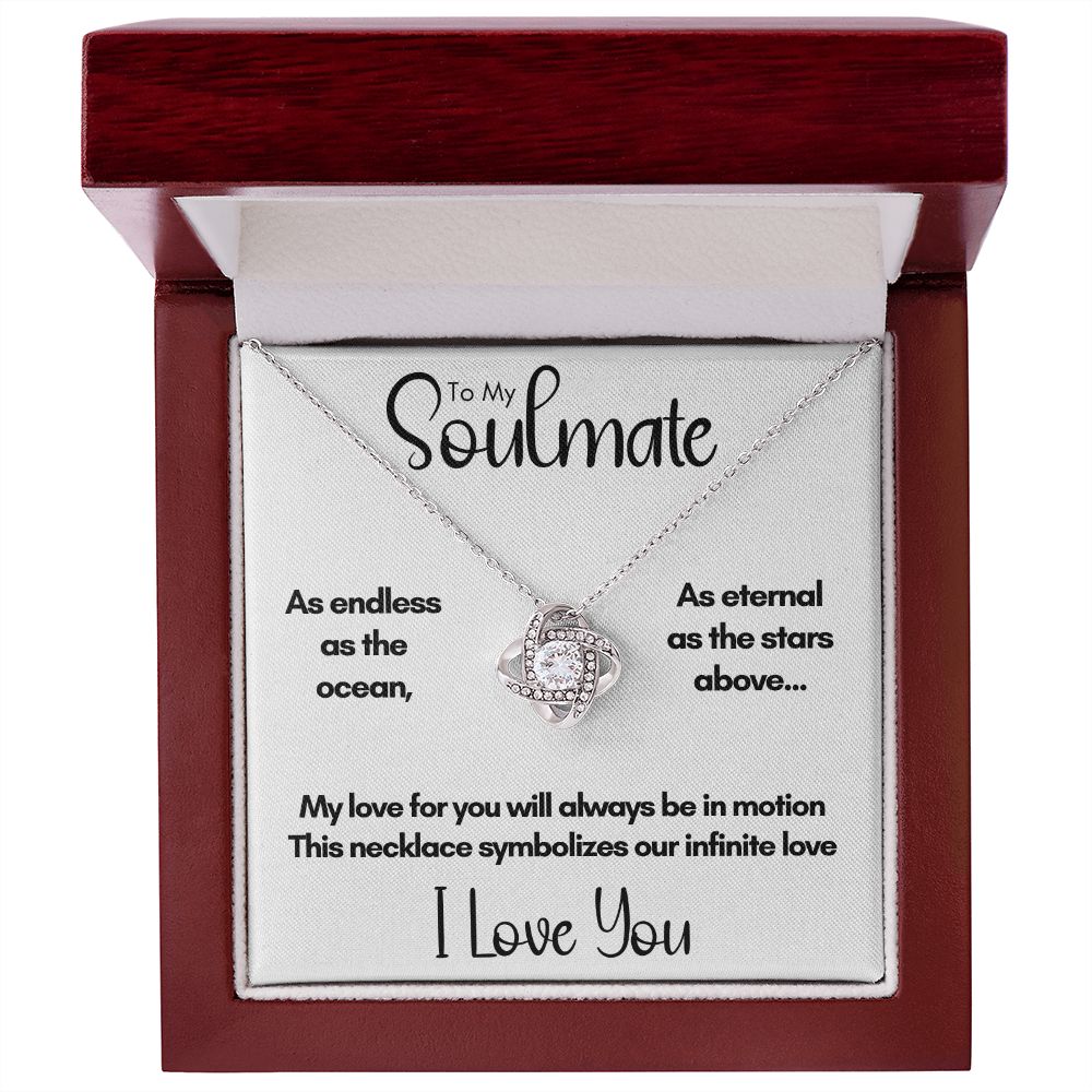 To My Soulmate - Endless As the Ocean | 14k White Gold Love Knot Necklace
