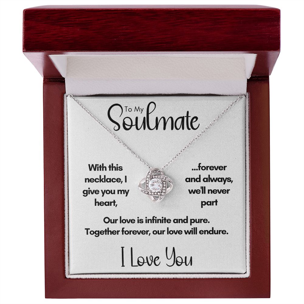 To My Soulmate - Together Forever | 14k White Gold Love Knot Necklace