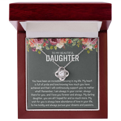 Beautiful Daughter - Blessings | 14k White Gold and Stainless Steel Necklace