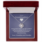 To Our Granddaughter (From Grandma & Grandpa) - Hugged This Tight Purple Card  | Gold and Stainless Steel Knot Necklace
