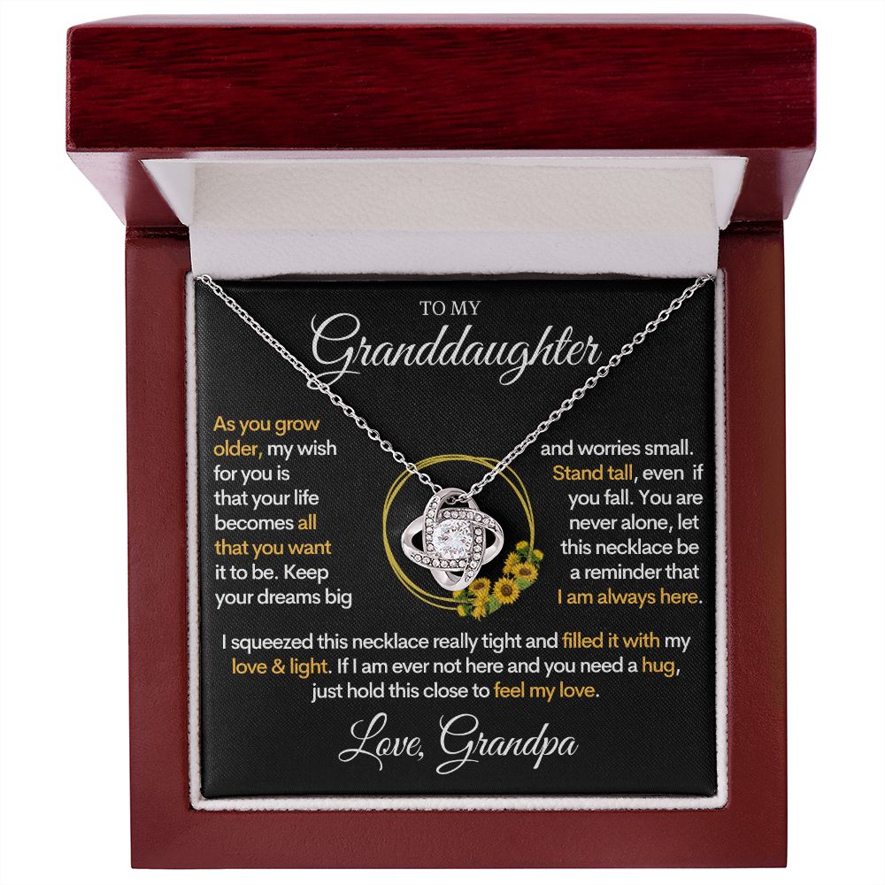 To My Granddaughter (Love, Grandpa) - I Am Always Here | Gold and Stainless Steel Grand Daughter Necklace