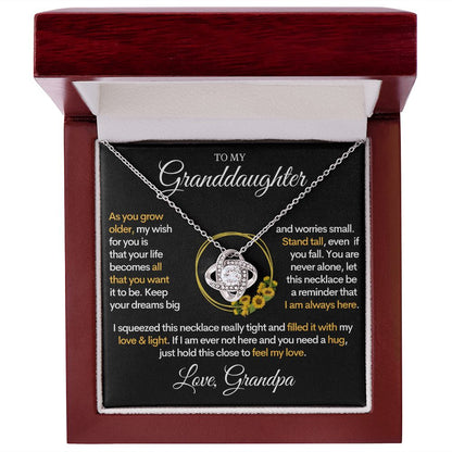 To My Granddaughter (Love, Grandpa) - I Am Always Here | Gold and Stainless Steel Grand Daughter Necklace