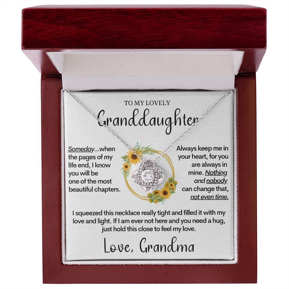 To My Granddaughter (Love, Grandma) | 14k White Gold and Stainless Steel Necklace