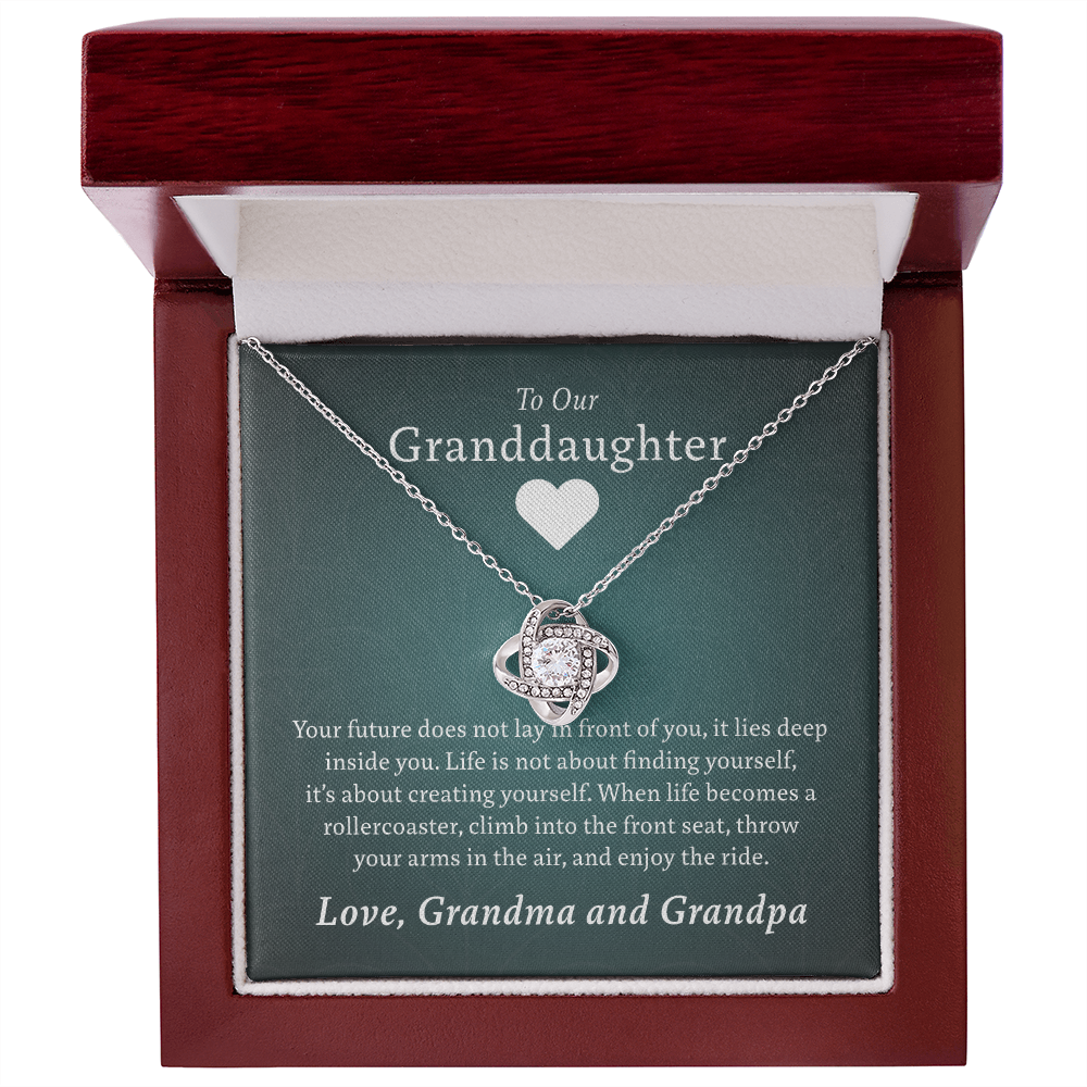 To Our Granddaughter (From Grandma & Grandpa)  | Gold and Stainless Steel Knot Necklace