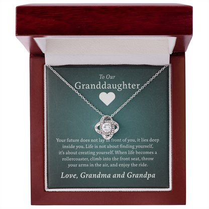 To Our Granddaughter (From Grandma & Grandpa)  | Gold and Stainless Steel Knot Necklace