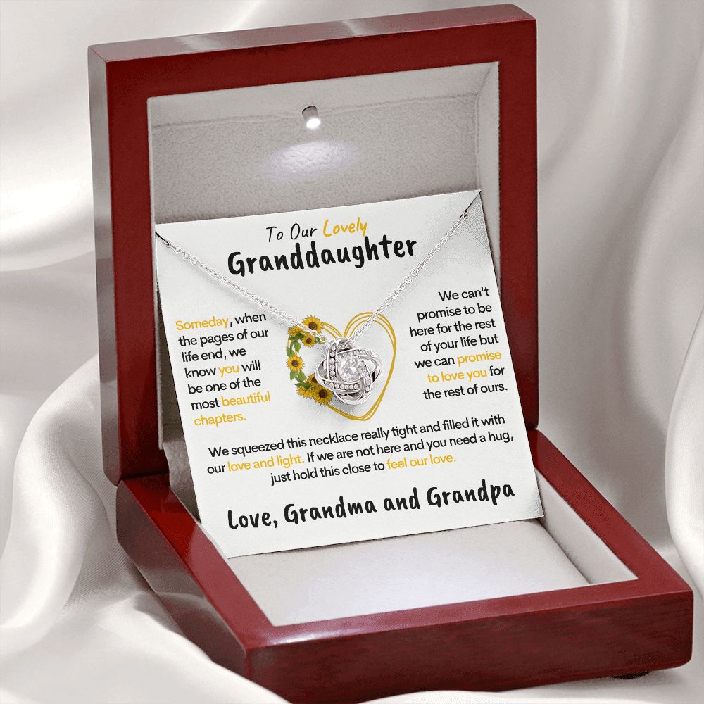 Lovely Granddaughter (Grandma & Grandpa)| 14k White Gold Family Knot Necklace