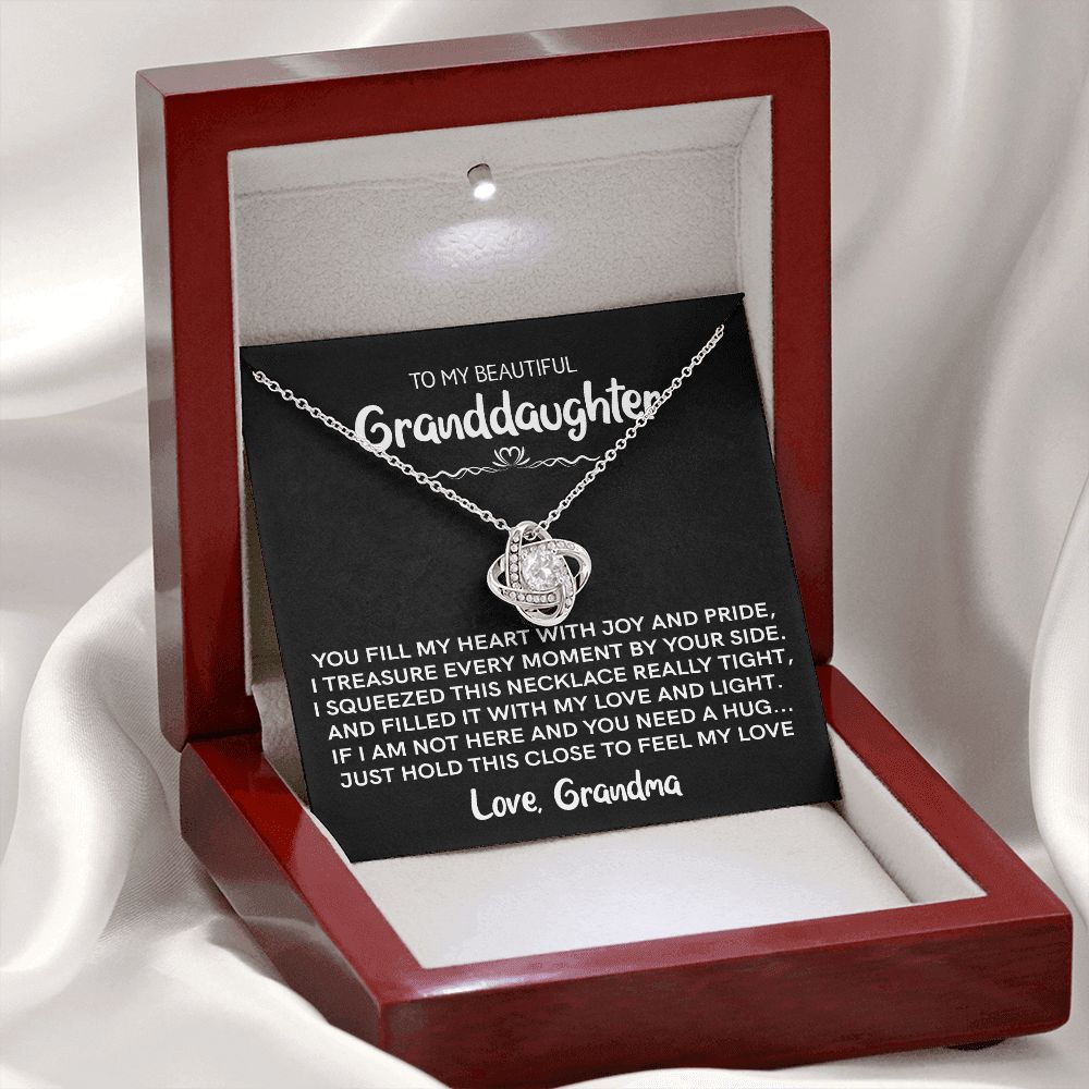 Beautiful Granddaughter (Love, Grandma) - Joy & Pride | 14k White Gold Necklace