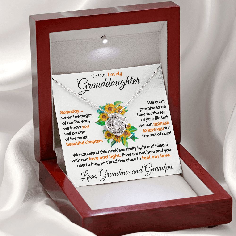 Granddaughter (Love Grandma and Grandpa), 14k Gold Stainless Steel Necklace for Granddaughters