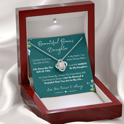 Beautiful Bonus Daughter, Always My Daughter - Beautiful Gold and Stainless Steel Family Love Necklace