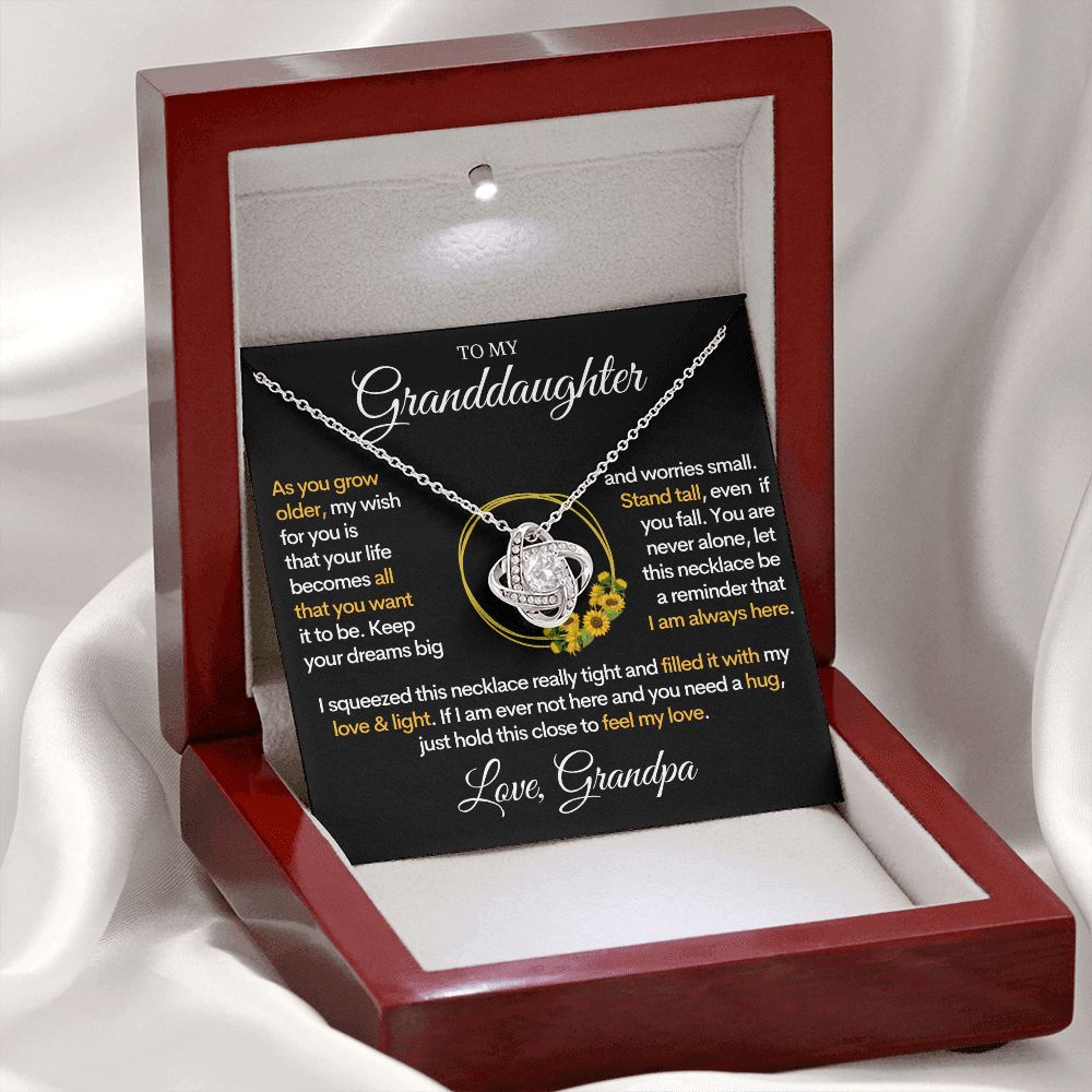 To My Granddaughter (Love, Grandpa) - I Am Always Here | Gold and Stainless Steel Grand Daughter Necklace