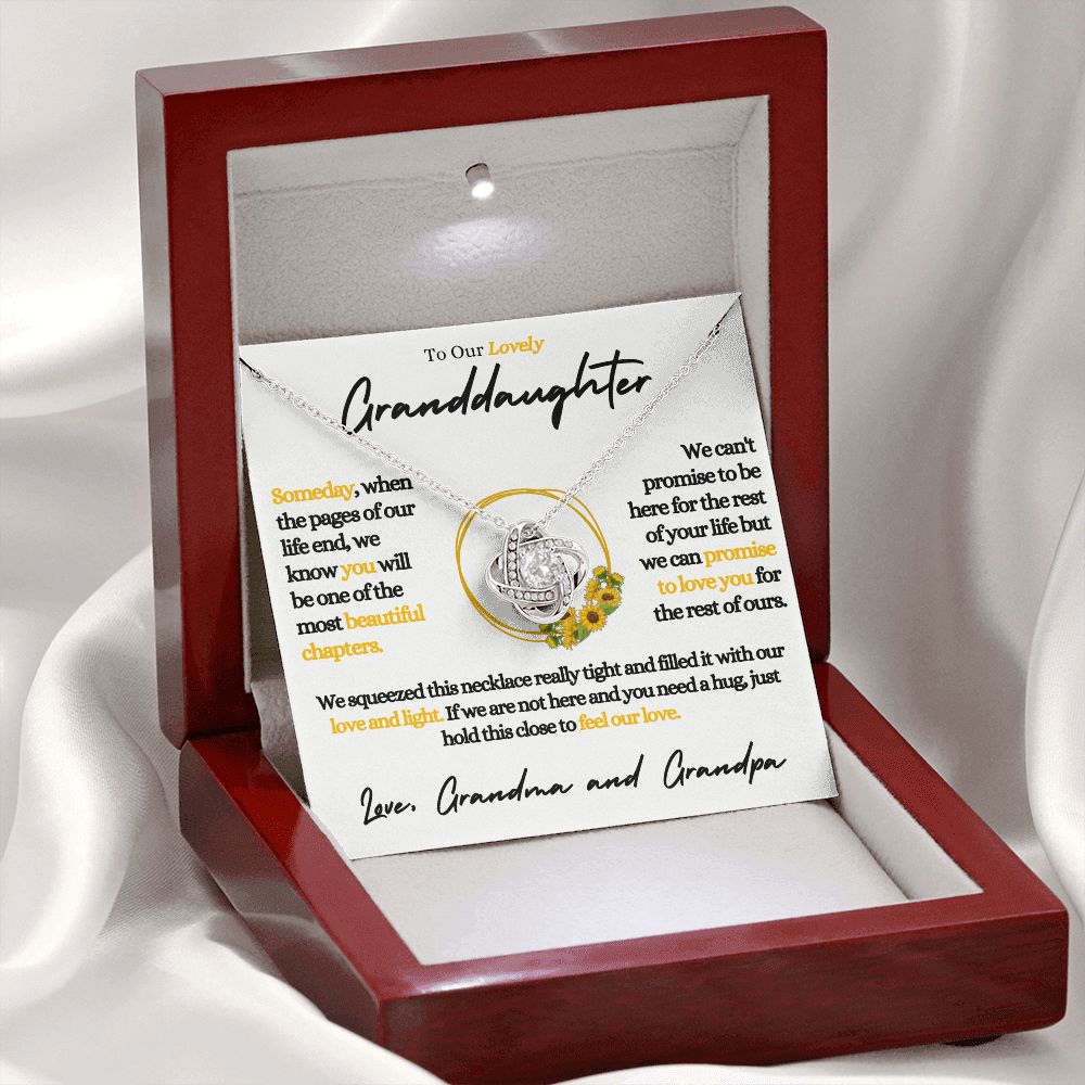 Granddaughter Necklace (Grandma and Grandpa), Beautiful Gold Necklace Keepsake for Grand Daughters