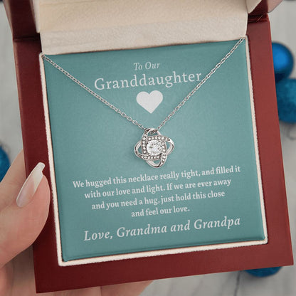 Granddaughter - Our Love (Grandma & Grandpa) | Beautiful 14k White Gold Necklace