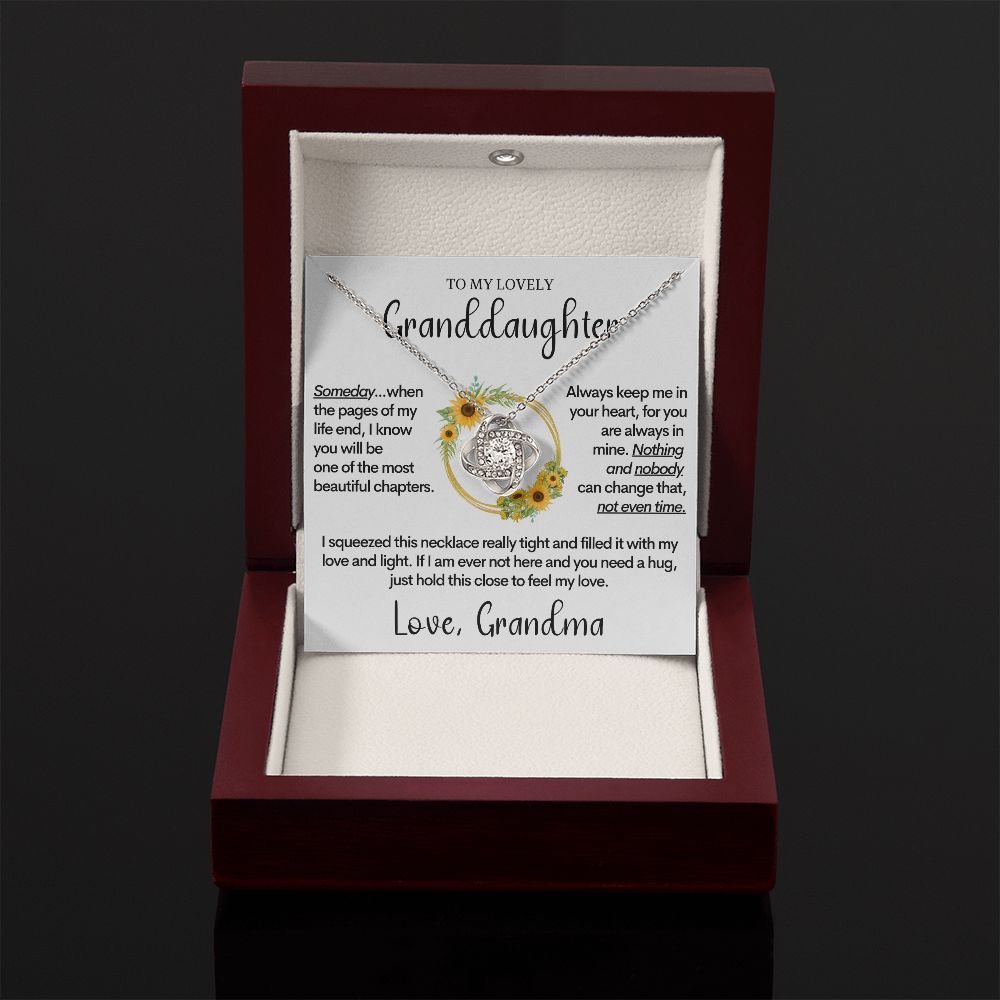 To My Granddaughter (Love, Grandma) | 14k White Gold and Stainless Steel Necklace