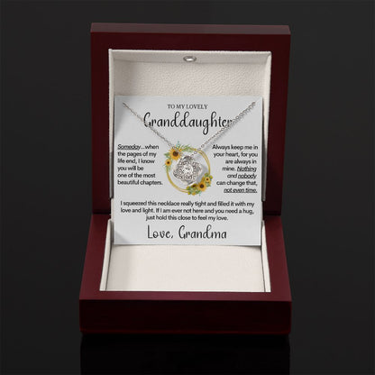 To My Granddaughter (Love, Grandma) | 14k White Gold and Stainless Steel Necklace