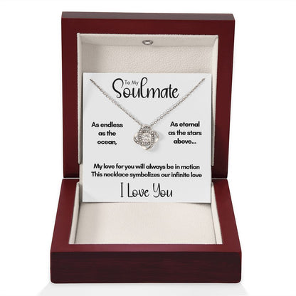 To My Soulmate - Endless As the Ocean | 14k White Gold Love Knot Necklace
