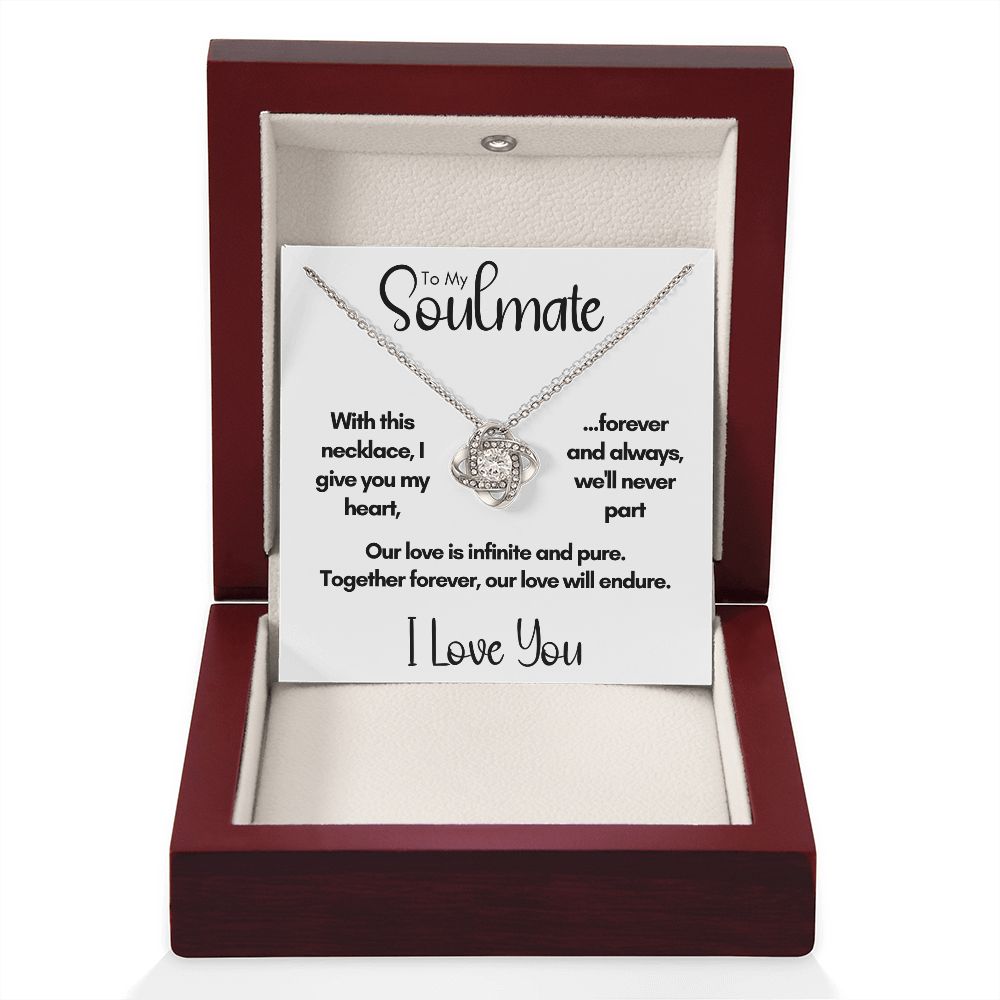 To My Soulmate - Together Forever | 14k White Gold Love Knot Necklace