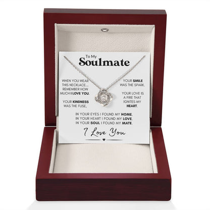 Soulmate Knot Necklace, Wife Anniversary Gift, Birthday, Valentine's Day Gift for Her - "Found My Soulmate"