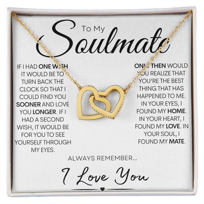 To My Soulmate - One Wish, Stainless Steel and Rose Gold Necklace