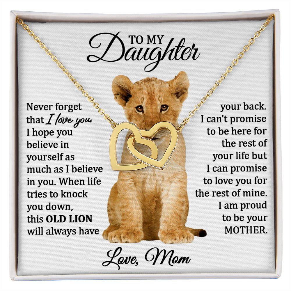 To My Daughter (Love Mom) | Connected Hearts and Lion Card