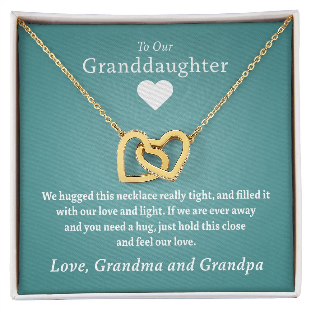 To Our Granddaughter - Beautiful Gold Locked Hearts Necklace