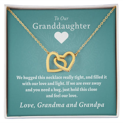 To Our Granddaughter - Beautiful Gold Locked Hearts Necklace