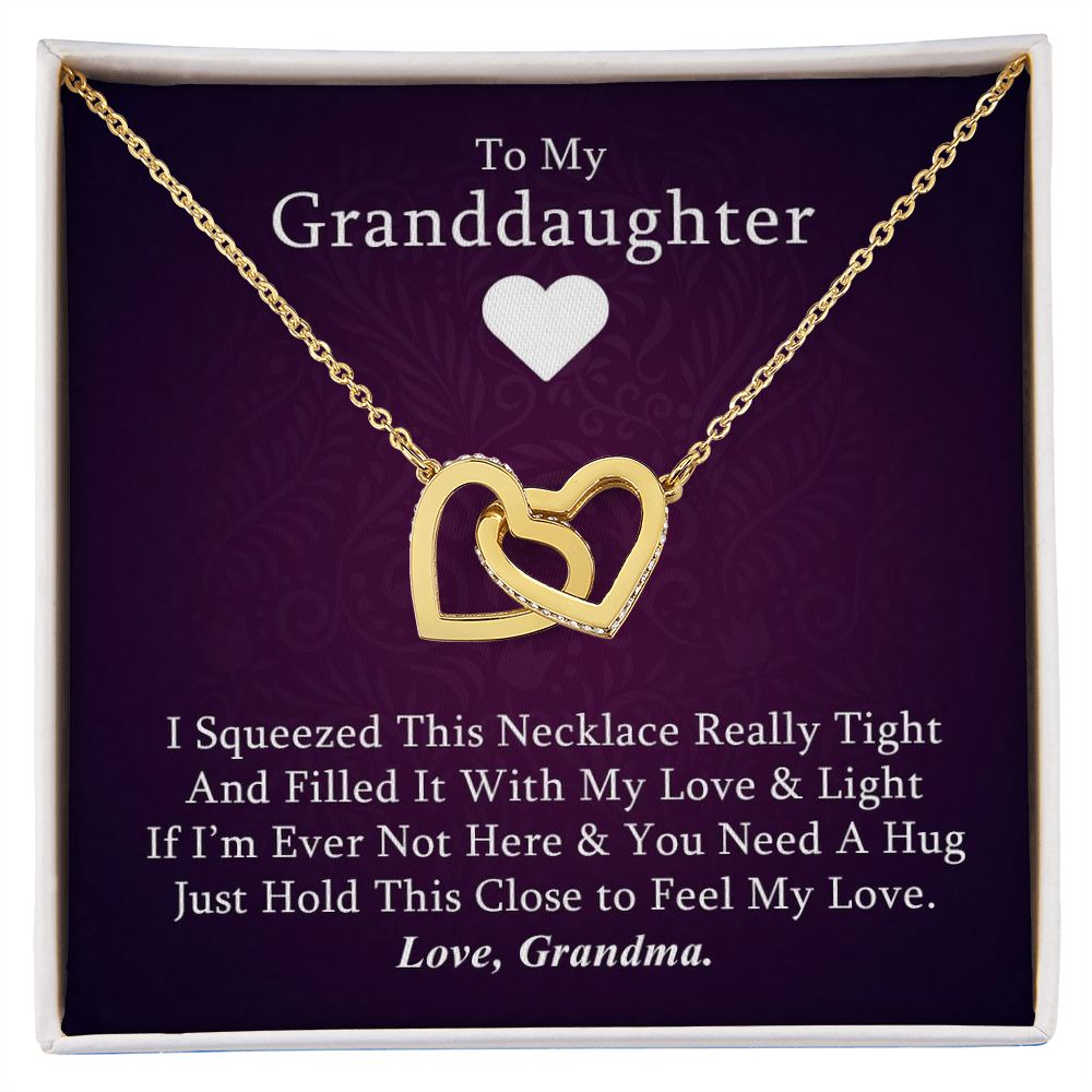 purple granddaughter message card jewelry connected hearts necklace