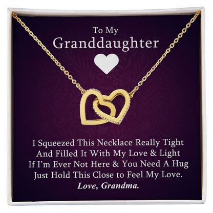 purple granddaughter message card jewelry connected hearts necklace