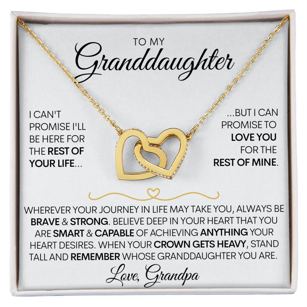 To My Granddaughter (Love, Grandpa) - Beautiful Gold Connected Hearts Necklace - Promise to Love You