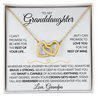 To My Granddaughter (Love, Grandpa) - Beautiful Gold Connected Hearts Necklace - Promise to Love You