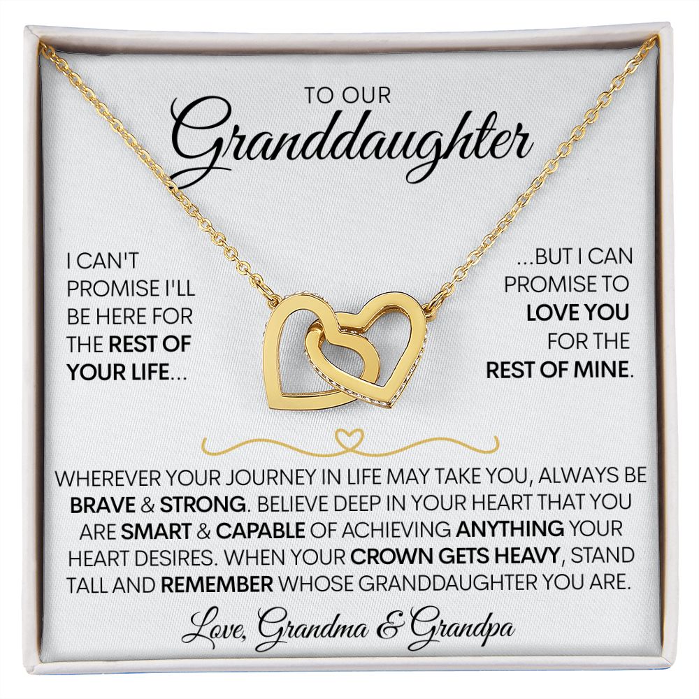 To Our Granddaughter (Grandma & Grandpa), Beautiful Interlocked Family Forever Hearts Gold Necklace