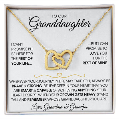 To Our Granddaughter (Grandma & Grandpa), Beautiful Interlocked Family Forever Hearts Gold Necklace