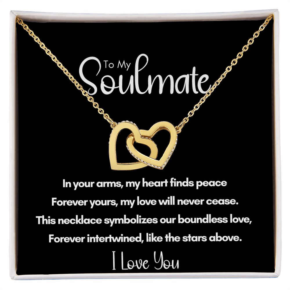 Soulmate Anniversary Gift for Her, Valentine's Day, Rose Gold and Steel Locked Hearts Necklace - Forever Yours