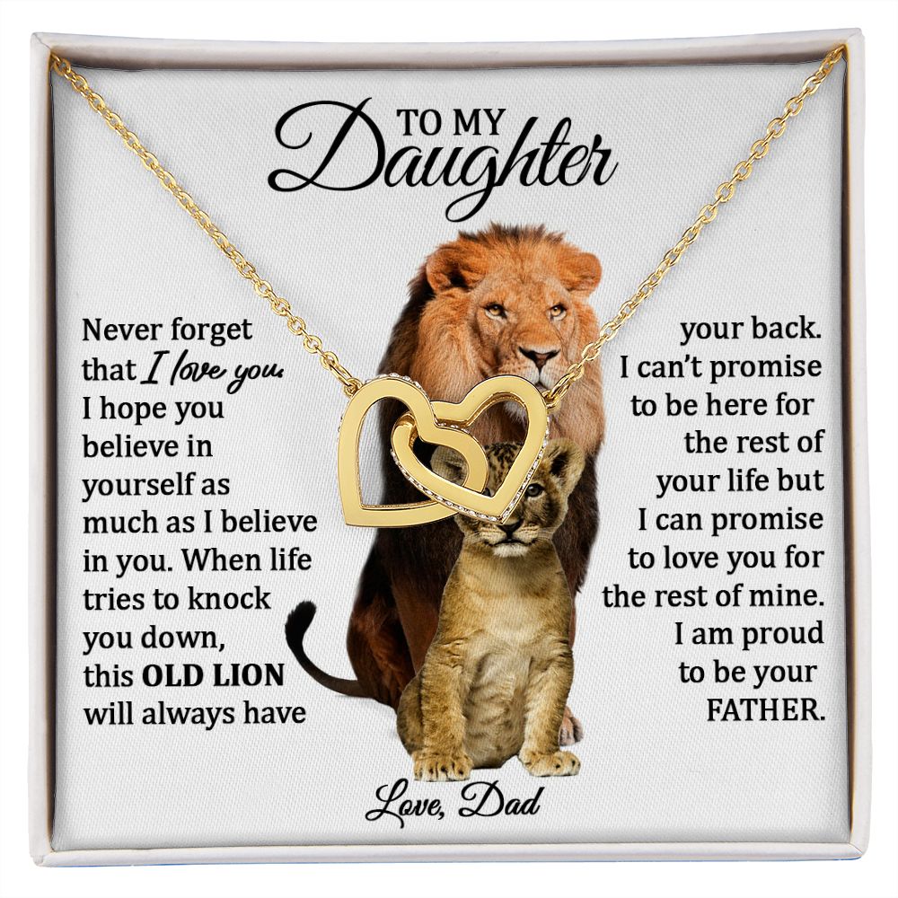 Daughter and Dad Necklace (This Old Lion) | Gold Connected Hearts