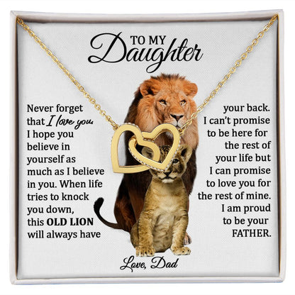 Daughter and Dad Necklace (This Old Lion) | Gold Connected Hearts
