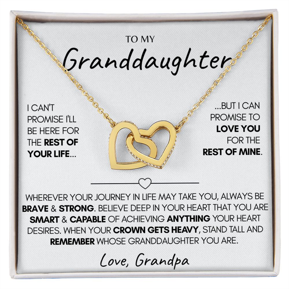 Granddaughter Necklace, (Love Grandpa) 14k Gold Connected Hearts Necklace