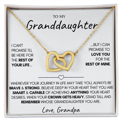 Granddaughter Necklace, (Love Grandpa) 14k Gold Connected Hearts Necklace