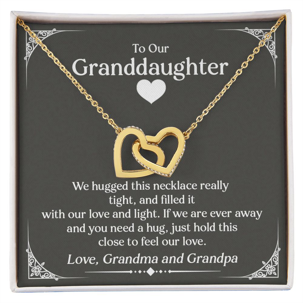 Granddaughter Interlocking Hearts Necklace, Stainless Steel and Rose Gold, Birthday or Christmas Present