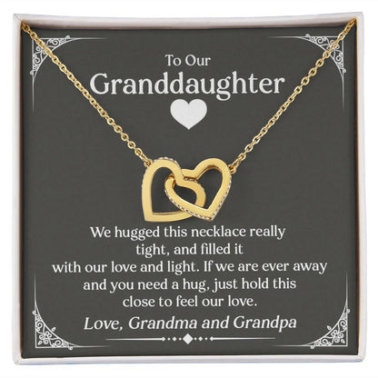 Granddaughter Interlocking Hearts Necklace, Stainless Steel and Rose Gold, Birthday or Christmas Present