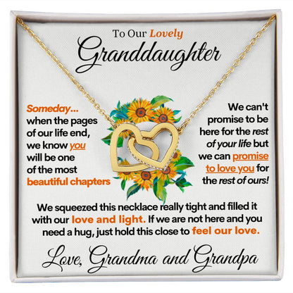 [Almost Sold Out] Granddaughter (Love Grandma and Grandpa) | Beautiful 14k White Gold Necklace Connected Hearts