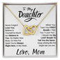 To My Daughter - (Love Mom) Beautiful Locked Hearts Necklace for Daughters