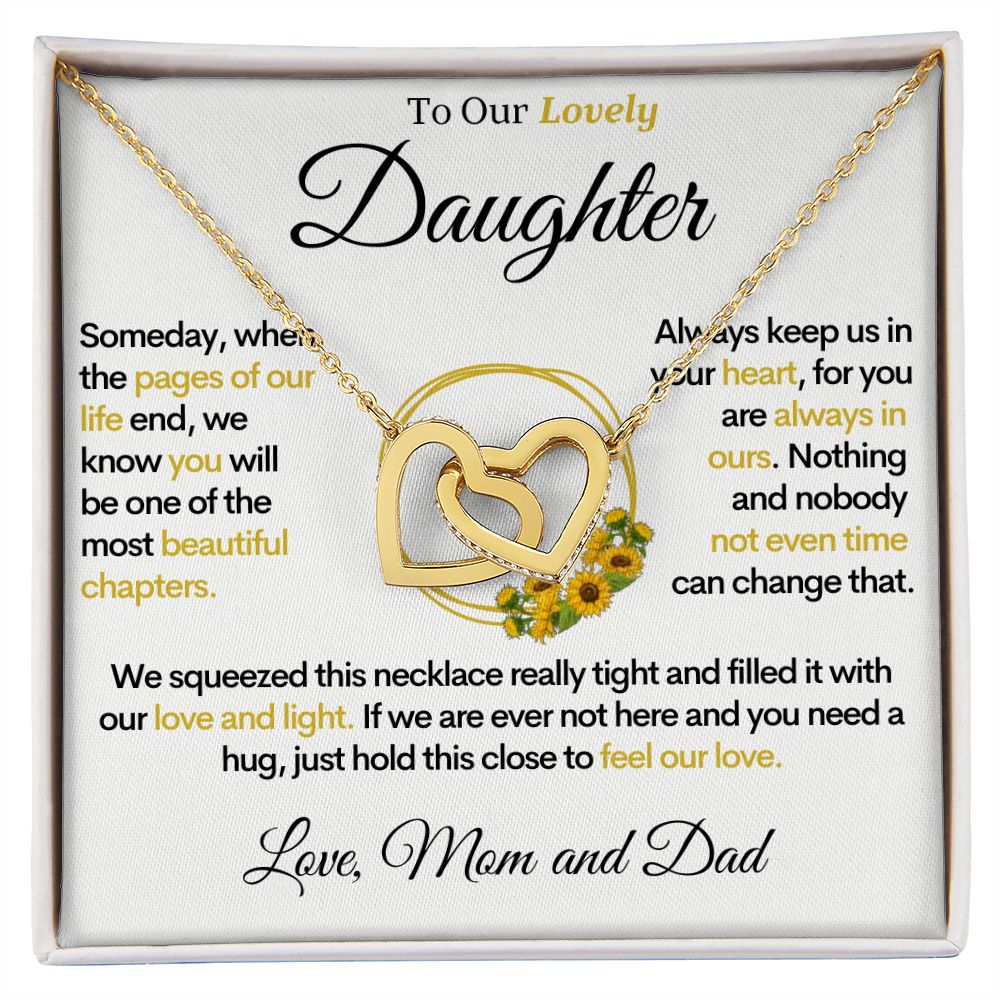 To Our Lovely Daughter - Pages of Our Life, Gold Hearts Necklace Gift for Daughters